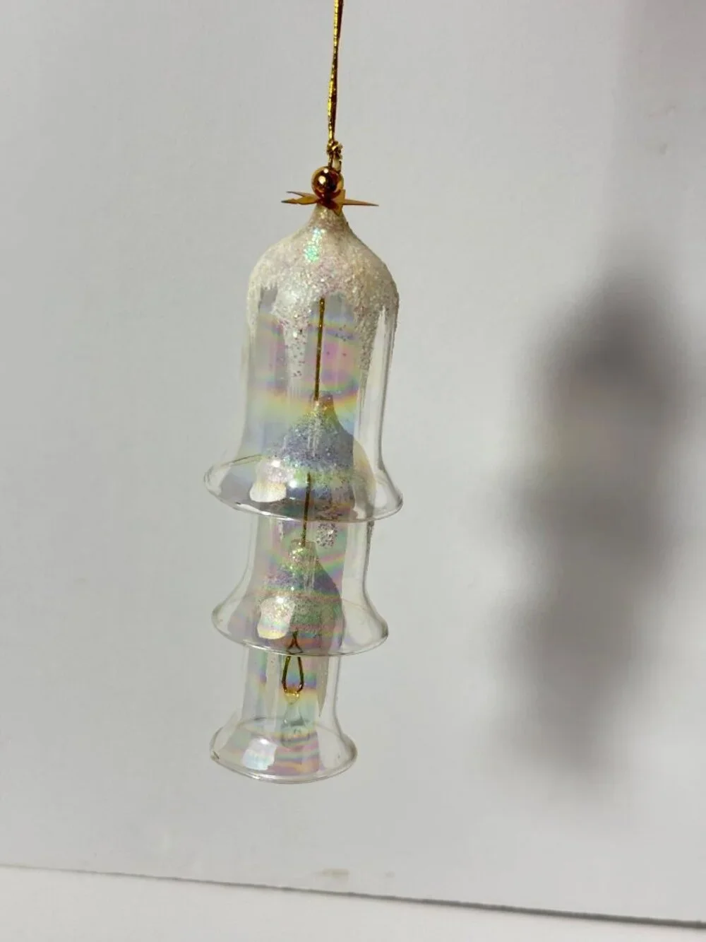 Russ Berrie The Bells Of Christmas Three-Tier Glass Bell Ornament With Glitter